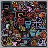50 Neon Basketball Graffiti Stickers: Personalized Cartoon Sports Decoration for Phones, Skateboards, and Computers.