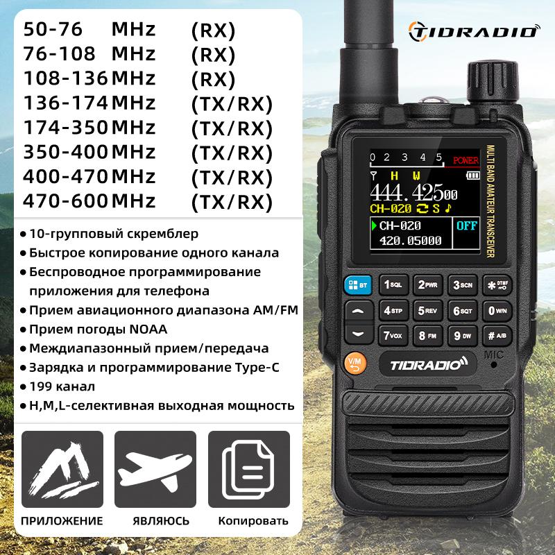 TIDRADIO TD H3 Walkie Talkies Long Range Wireless Programming Air Band Tow Way Ham Radio Wireless Set USB Rechargeable GMRS