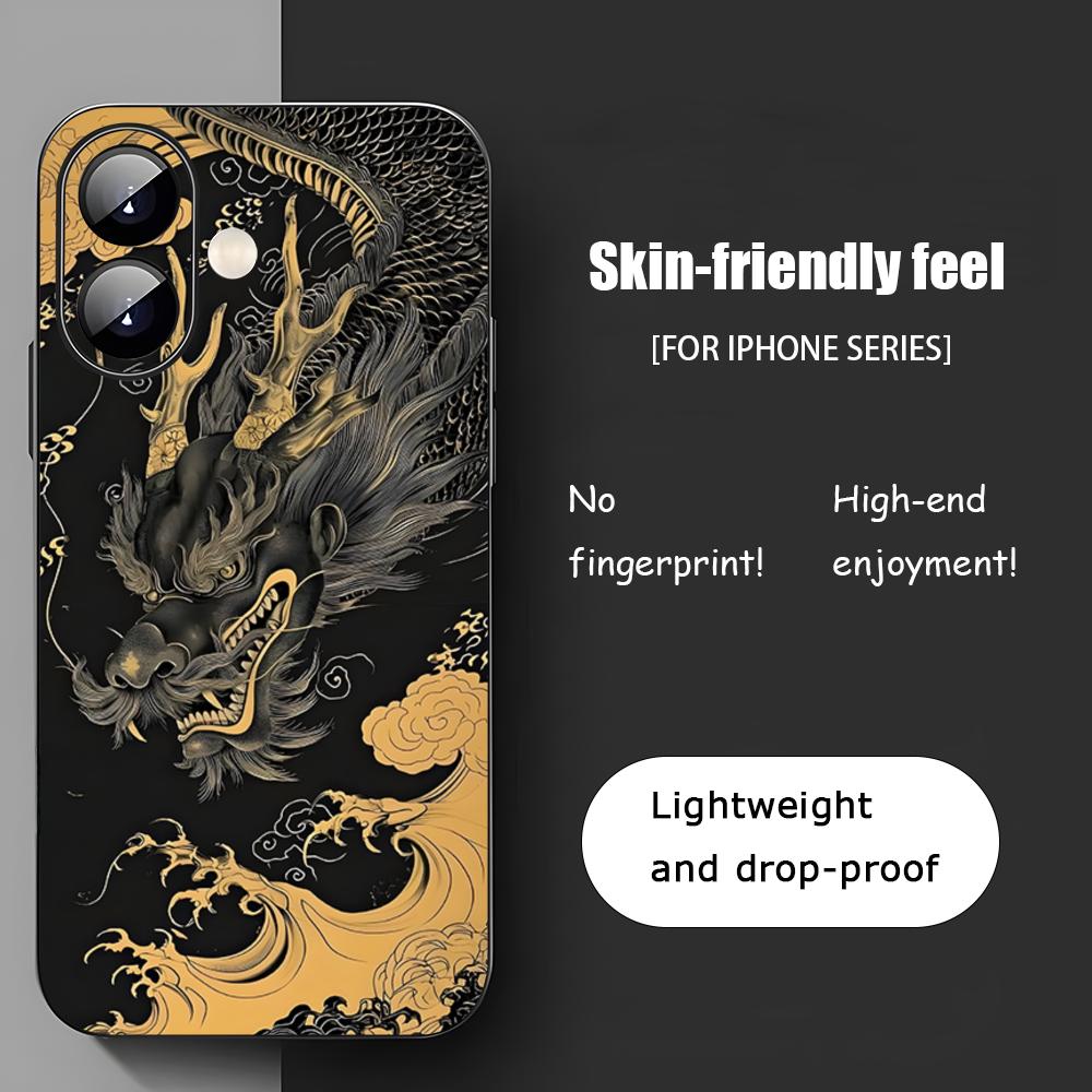 Japanese Dragon Popular Art Phone Case For iPhone 17 16 15 14 13 12 11 X XR XS 8 Plus Mini Pro Max Soft black Shockproof Cover