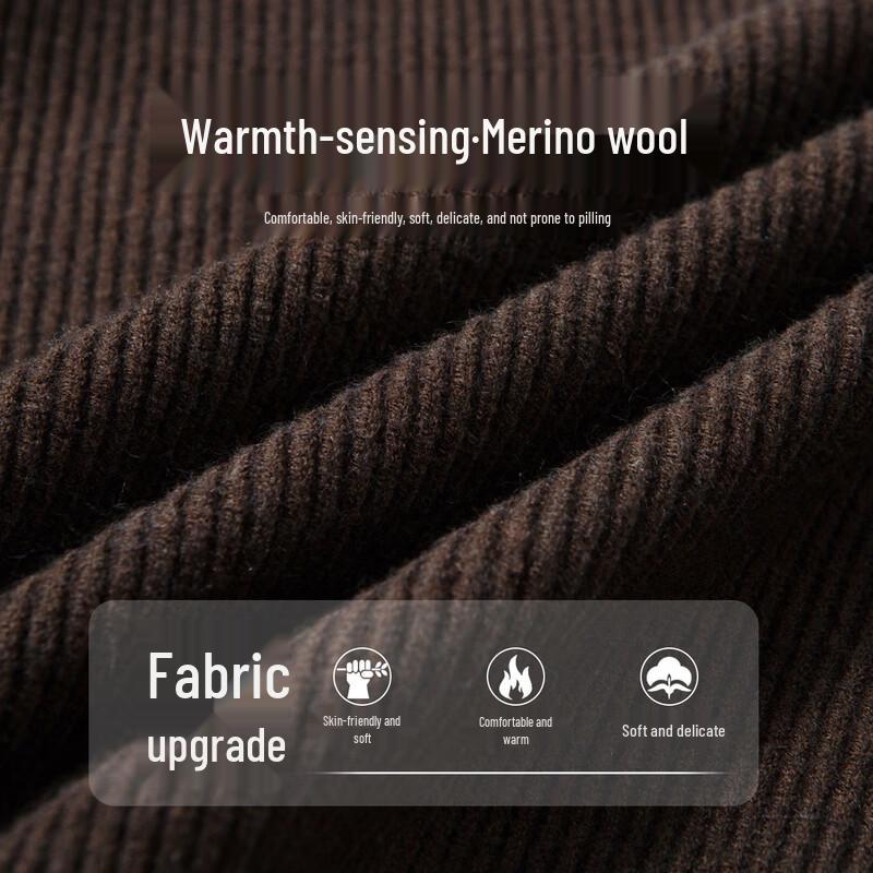 Hodo Men's Heavyweight Semi-High Collar Wool Blend Knit Sweater