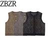 Zbzr Autumn New Women Clothes Western Style Fashion Contrast Color Pressing Line Graceful Knit Cardigan Vest Vest