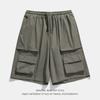 Japanese Style Men's Summer Thin Multi-Pocket Workwear Shorts Loose Casual Outdoor Drawstring Knee-Length Short Pants