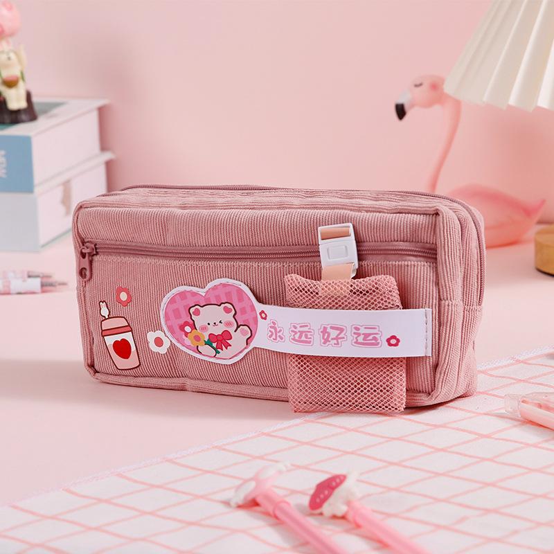 Кавайный Большой Пенал на Молнии Большой Вместимости Милый Пенал Портативная Сумка для Хранения Школьные Принадлежности Косметический Органайзер