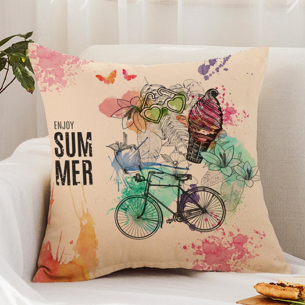 Country Flower Bicycle Cushion Cover Premium Comfort Reversible Pillow Cover - Dual - Use Design for Home & Car