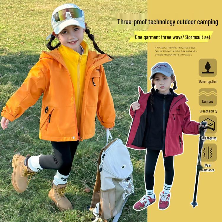Kids' 3-in-1 Windproof & Waterproof Storm Jacket 2025: New Autumn Style for Boys & Girls - Trendy Outdoor Outerwear