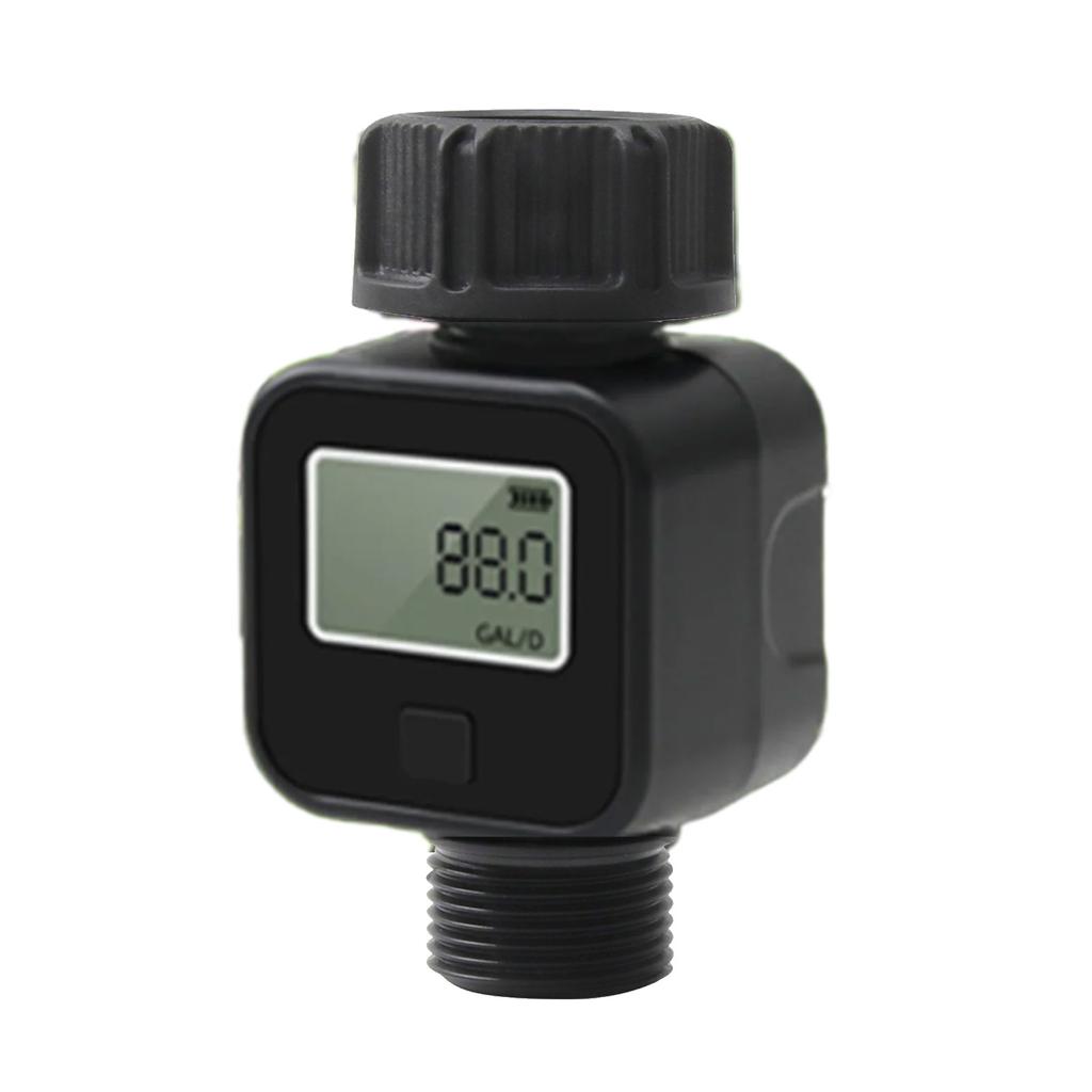 Water Flow Meter Measure Gallon/Liter Consumption and Flow Rate for Outdoor Garden Hose Watering Water Tank Filling