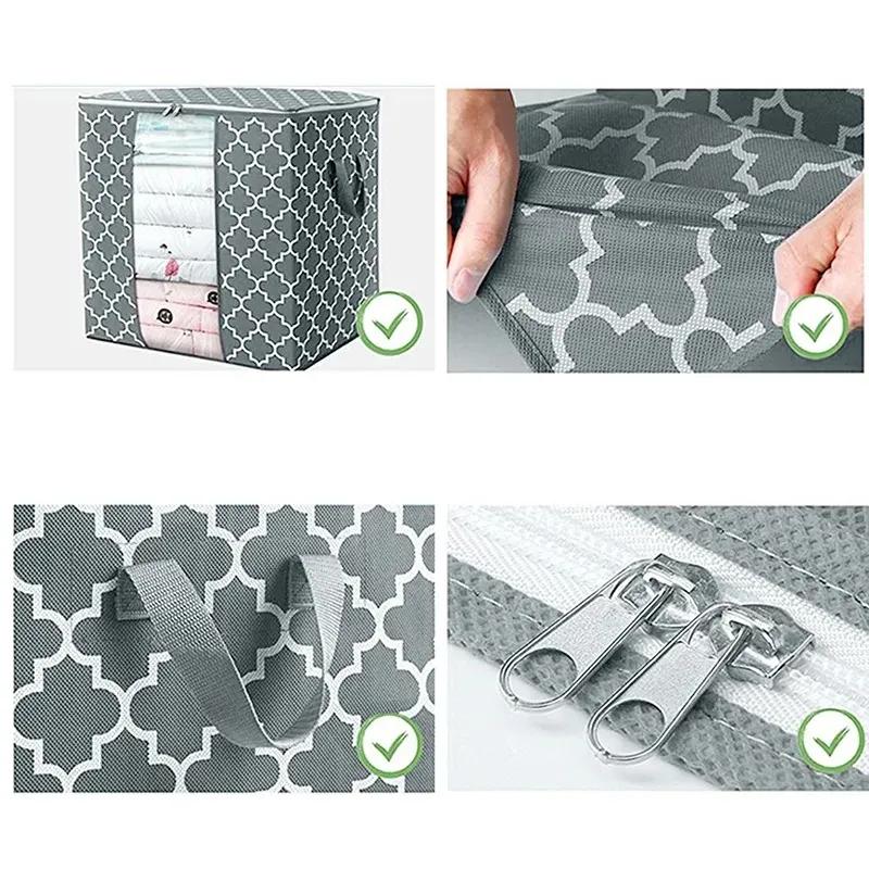 NEW Foldable Storage Box Portable Clothes Organizer Tidy Pouch Suitcase Non-woven Home Storage Box Quilt Storage Container Bag Box
