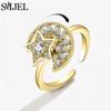 SMJEL Fidget Spinner Ring Anxiety for Women Crystal Demon Eyes Anti Stress Rings Flower Planet Sun Rotating Jewelry Wedding Gift