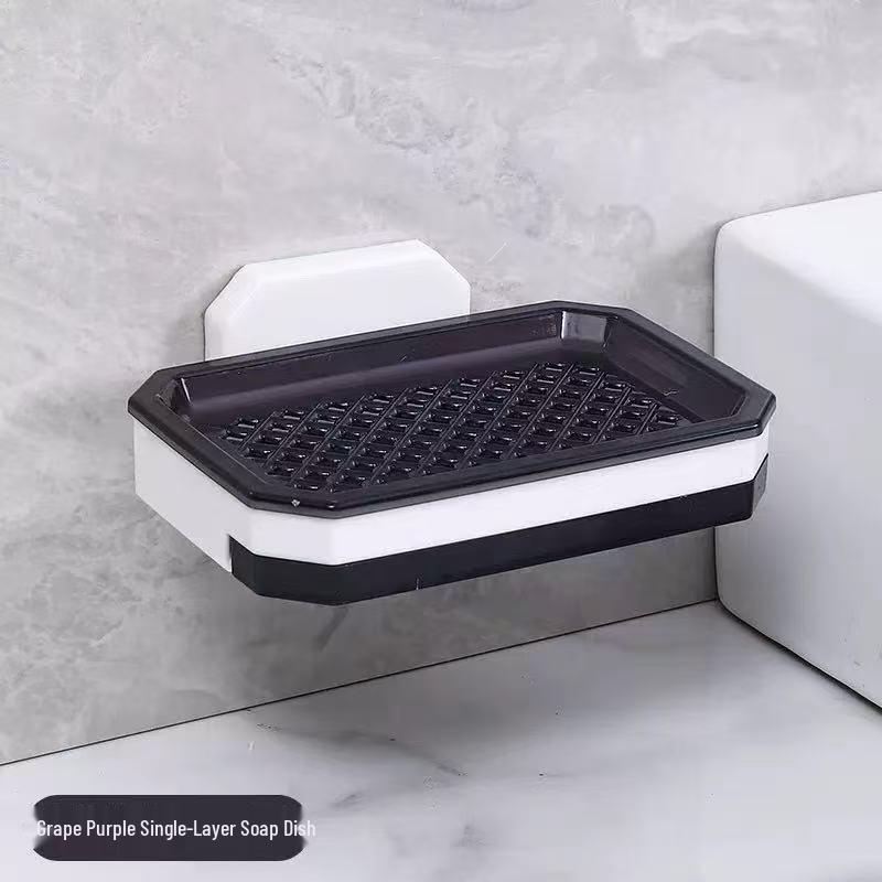 Double-Layer Wall-Mounted No-Drill Soap Holder with Suction Cups for Bathroom