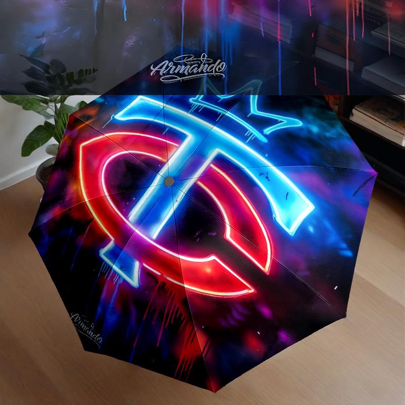 Neon Lights Minnesota Umbrella 8-Frame for Travel, Camping, Casual Lightweight Portable Umbrella, Essential for Every Family Holidays Gift