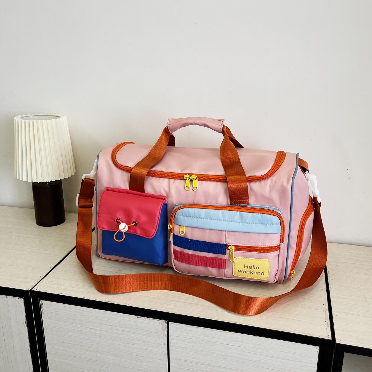 Stylish and high-value nylon portable fitness bag, large capacity with shoe compartment, yoga bag, inner sticker bag can store travel bags