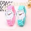 Cartoon Colorful Number Women's Jelly Silicone Strap Quartz Wristwatch