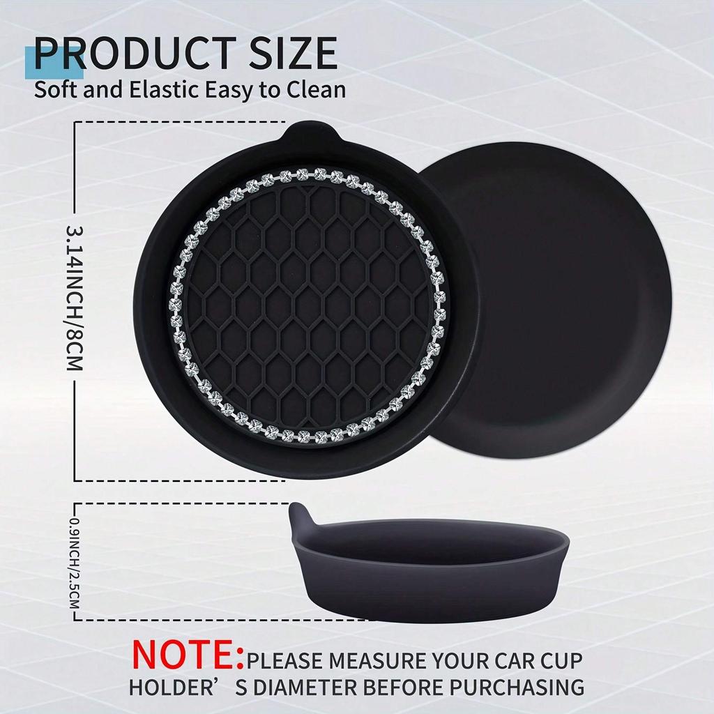 Car Cup Coaster - Universal Non-Slip Cup Holders With Crystal Rhinestones For Car Interior Accessories