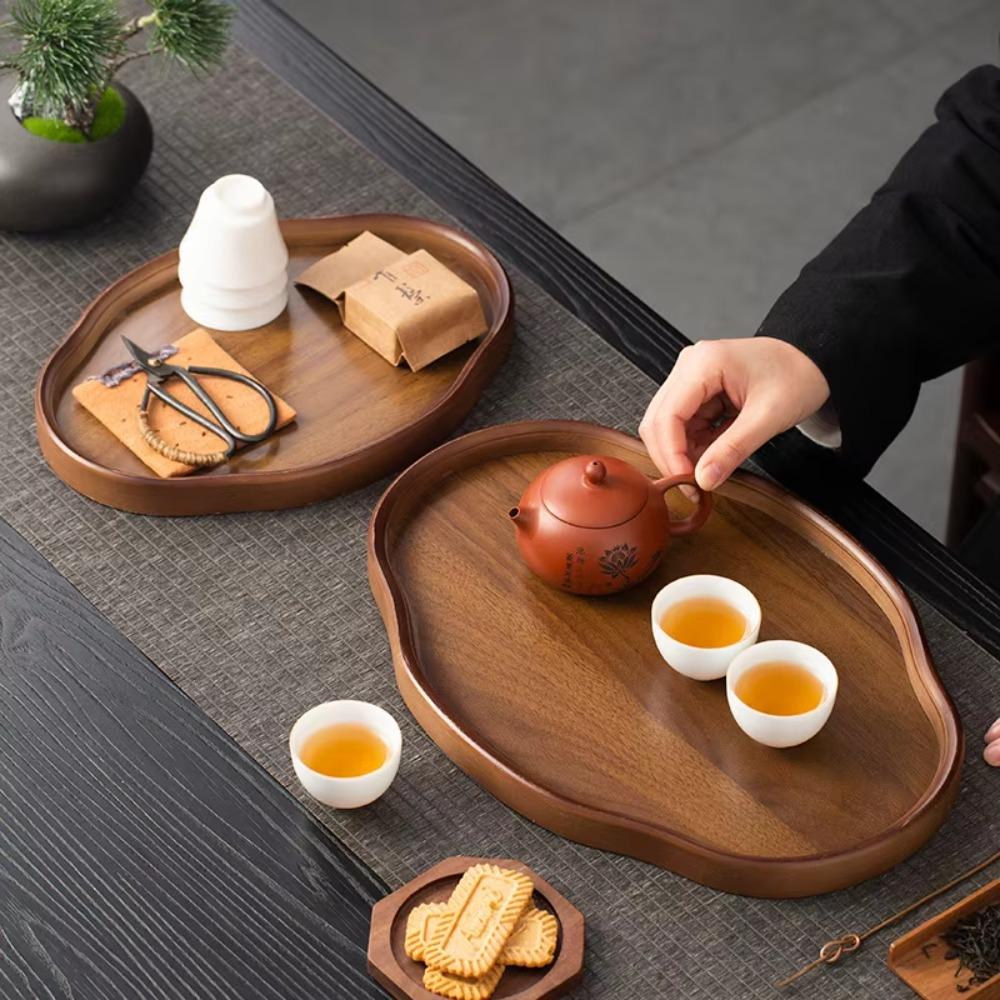 Chinese Style Bamboo Decorative Serving Tray Vintage Tea Tray Classic Bread Plate Afternoon Tea
