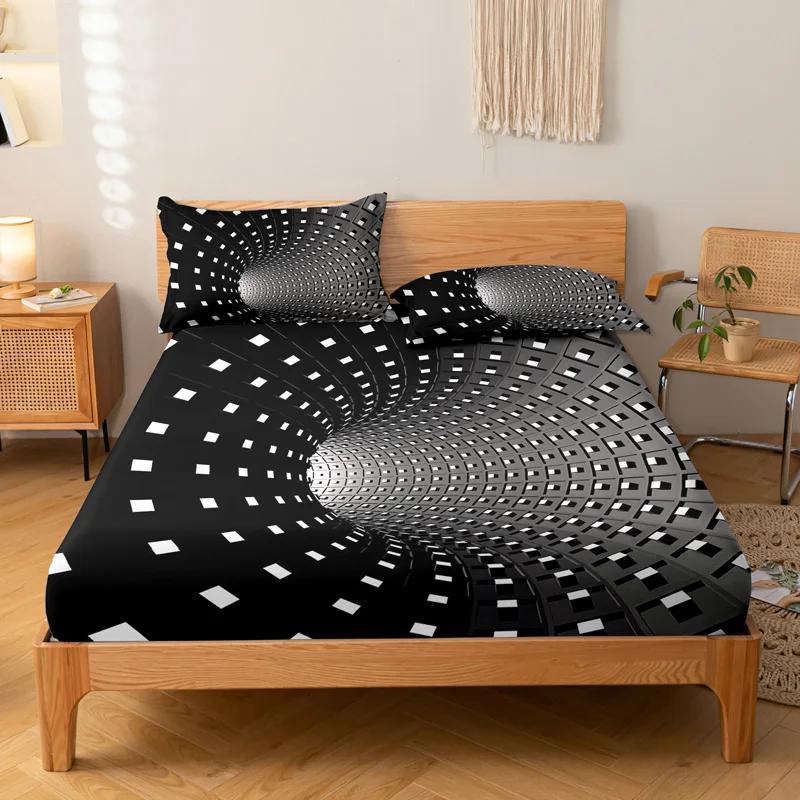 3-piece Simple Modern Skull Animal Pattern Digital Printing Three Piece Fitted Sheet Set, Bedroom Printed Bed Cover Set, Bedding
