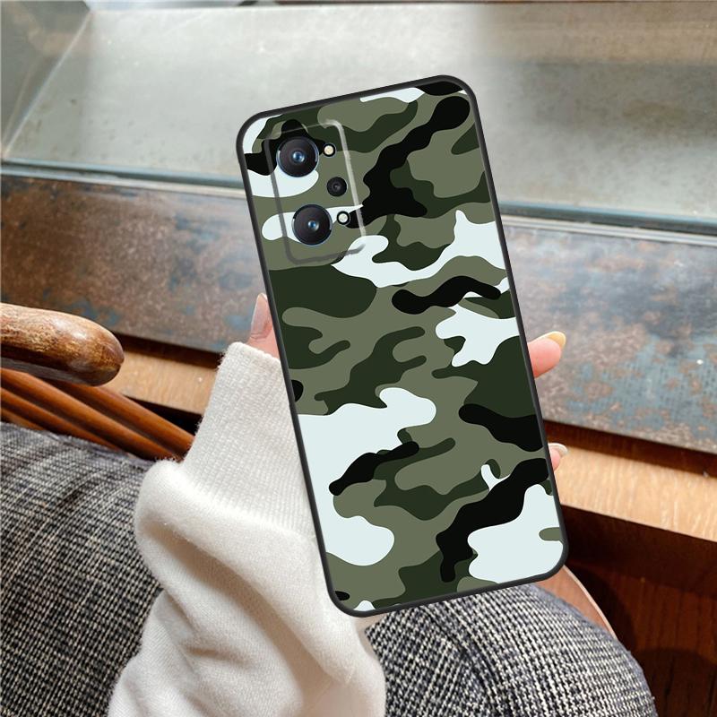 Green Camouflage Case For Realme 11 12 13 14 Pro Plus C53 C55 C51 C25 C63 C61 C65 C67 C71 C75 GT6 GT7 15 Pro