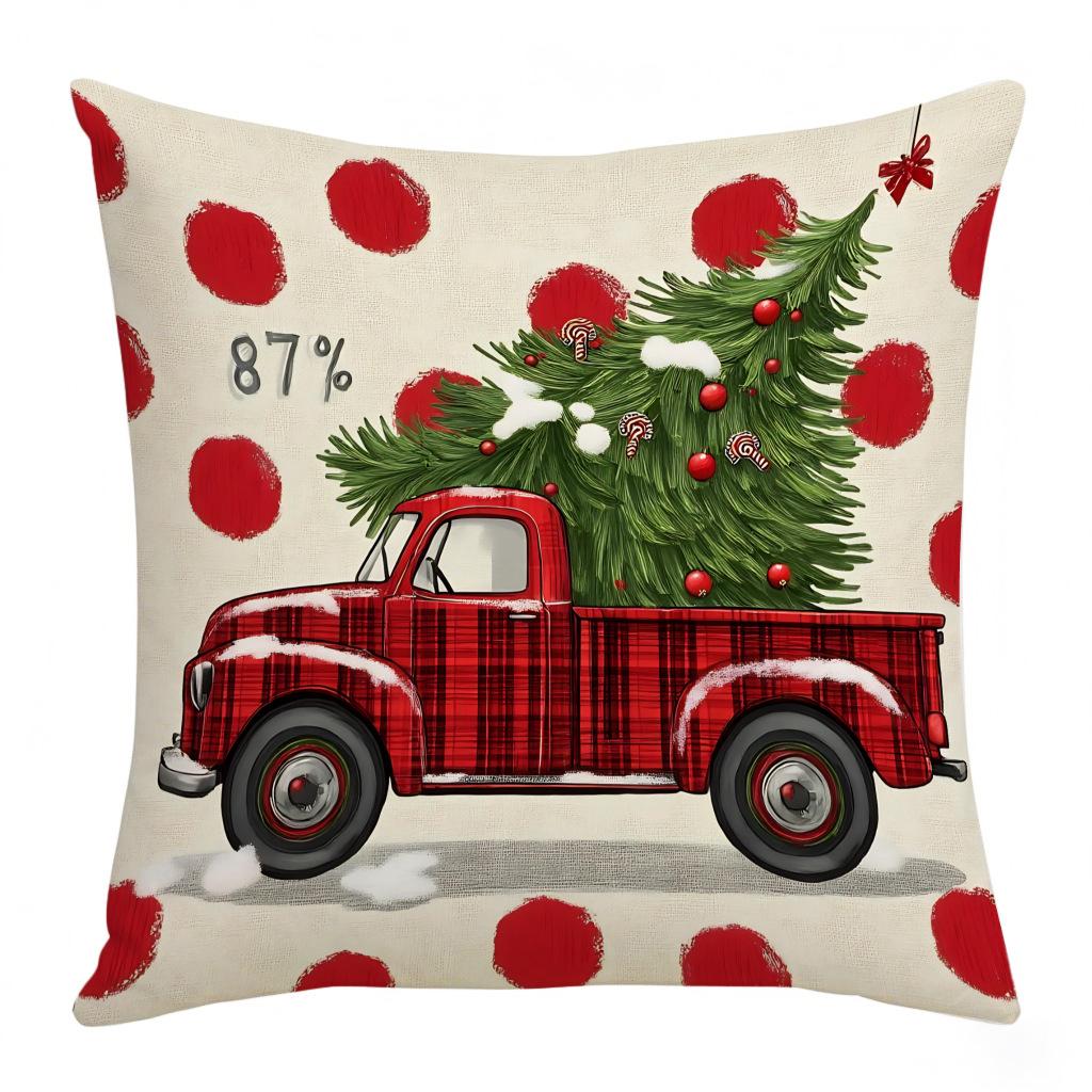 Polyester Christmas Pillow Cover Bedroom Study Home Decoration Holiday Print Cushion By Pillowcase