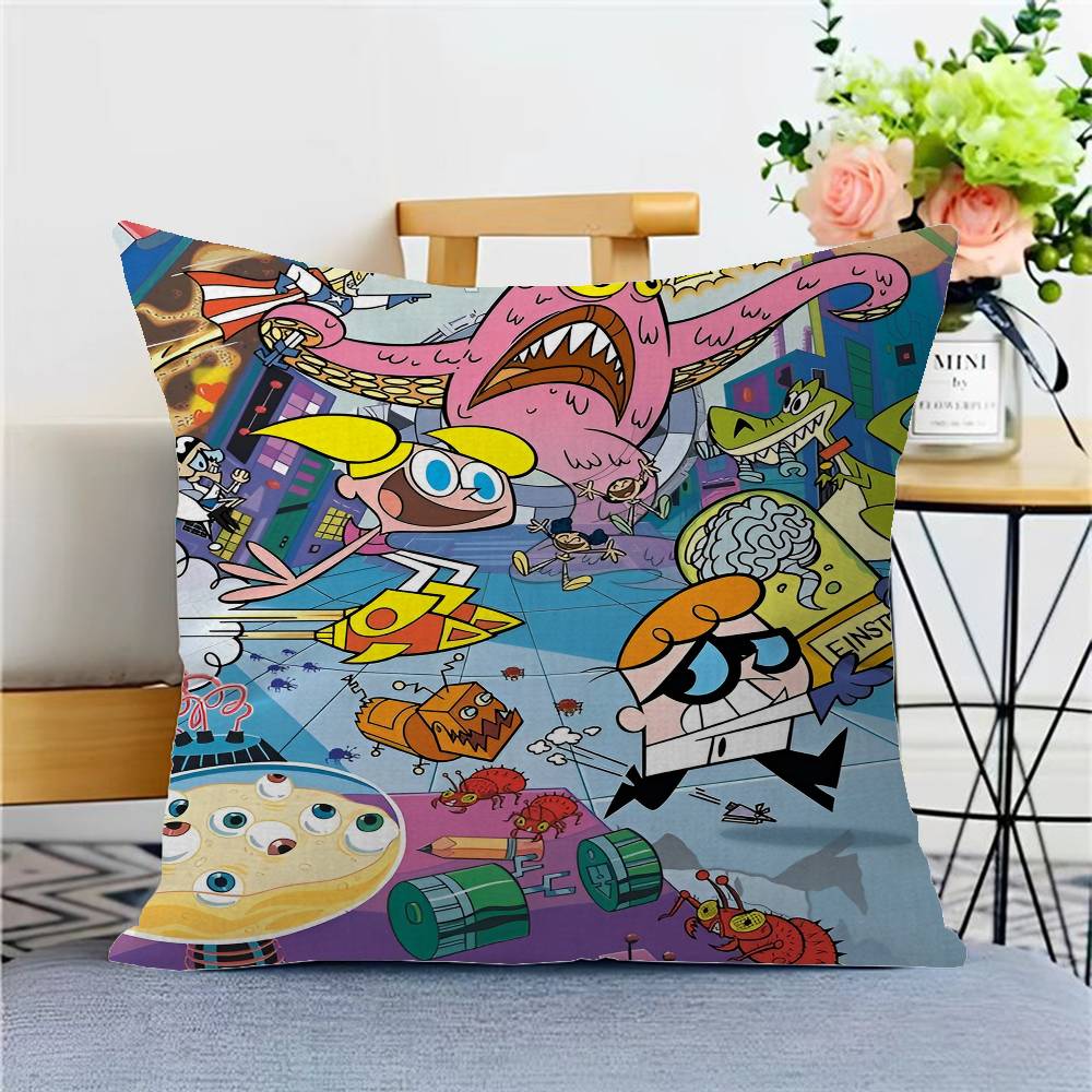 

Cartoon D-Dexters L-Laboratory Office Cushion Pillowcase Car Cushion Cover45X45CM Lumbar Pillowcase Sofa Pillowcover 12x12Inch