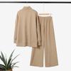 ZANZEA Damen Langarm Rollkragen Bluse und Hose Herbstpullover Zweiteilige Anzugsets