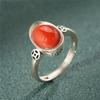 Adjustable Copper Ring With Red Agate Inlay Vintage Chinese Style Boho Jewelry Women Men