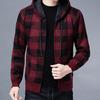 Men Jacket Plaid Pattern Breathable Polyester Sweater Hoodie for Winter