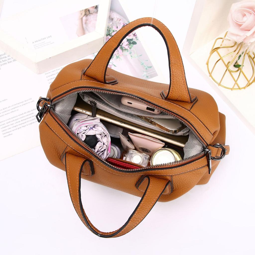 Cowhide Shoulder Women's Bag, Large Capacity Messenger, Women's, Stylish and Simple Shopping Bag, Multi-compartment