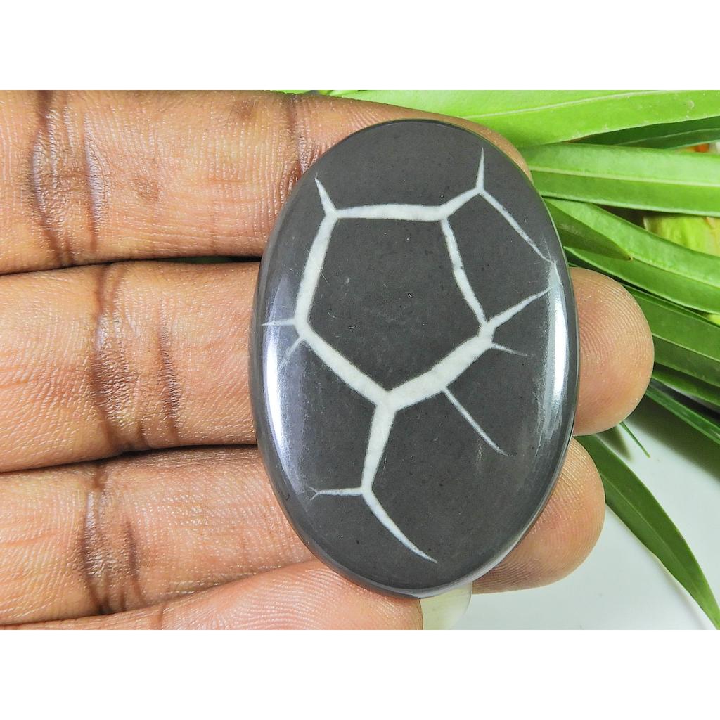 AAA Natural Septarian Jewelry Making Oval Black Crytsal Gemstone 25X47X05 MM SK-859