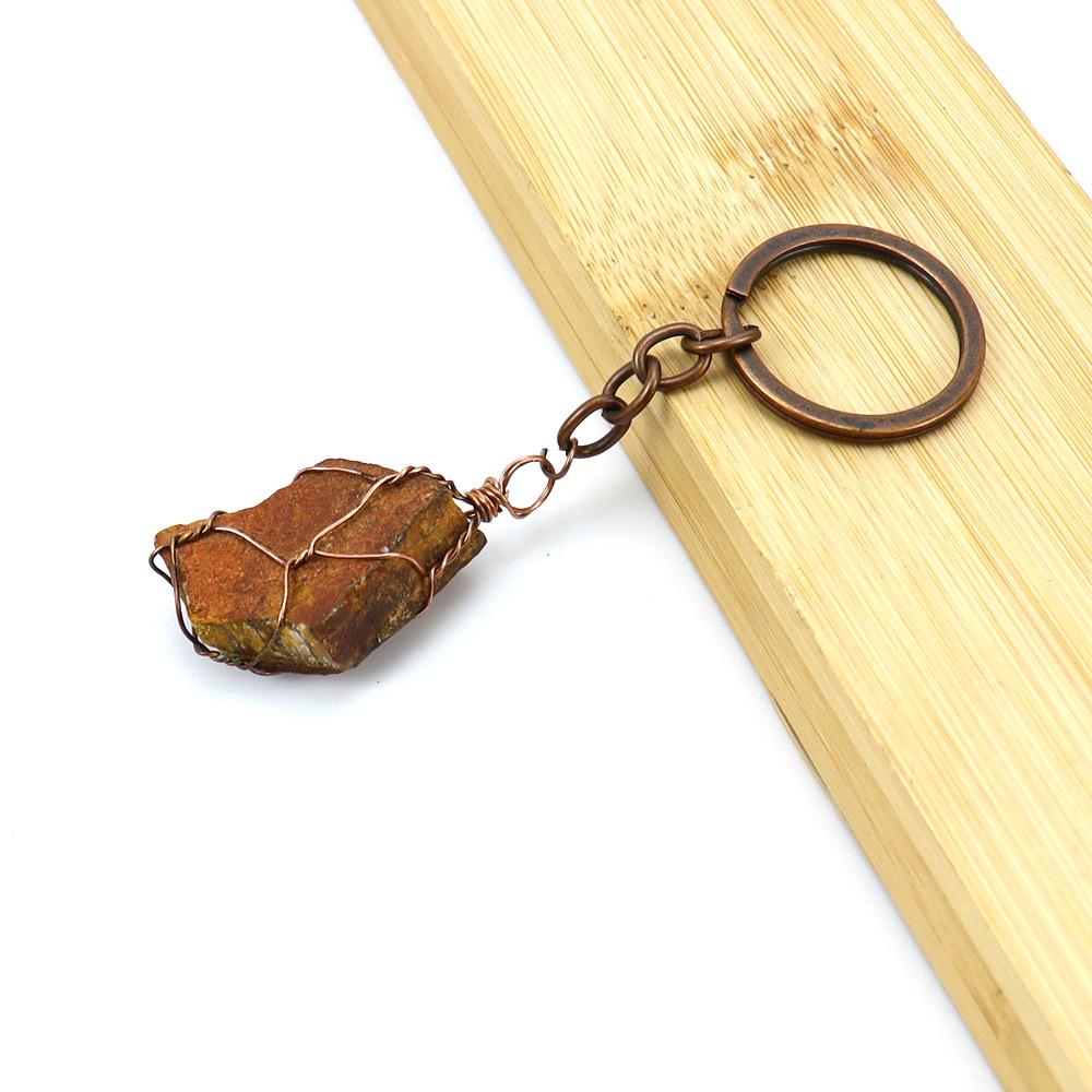 

Copper Wire Winding Natural Crystal Rough Stone Keychain Pendant Bag Pendant Key Chain K33