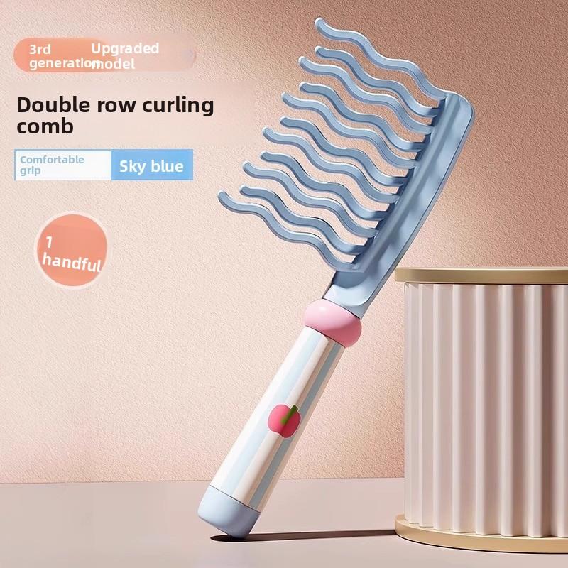 Double-row Wavy Teeth Curling Comb, Handle Comb, Fluffy Comb, Portable Curling Styling Comb, Home Hair Care Comb