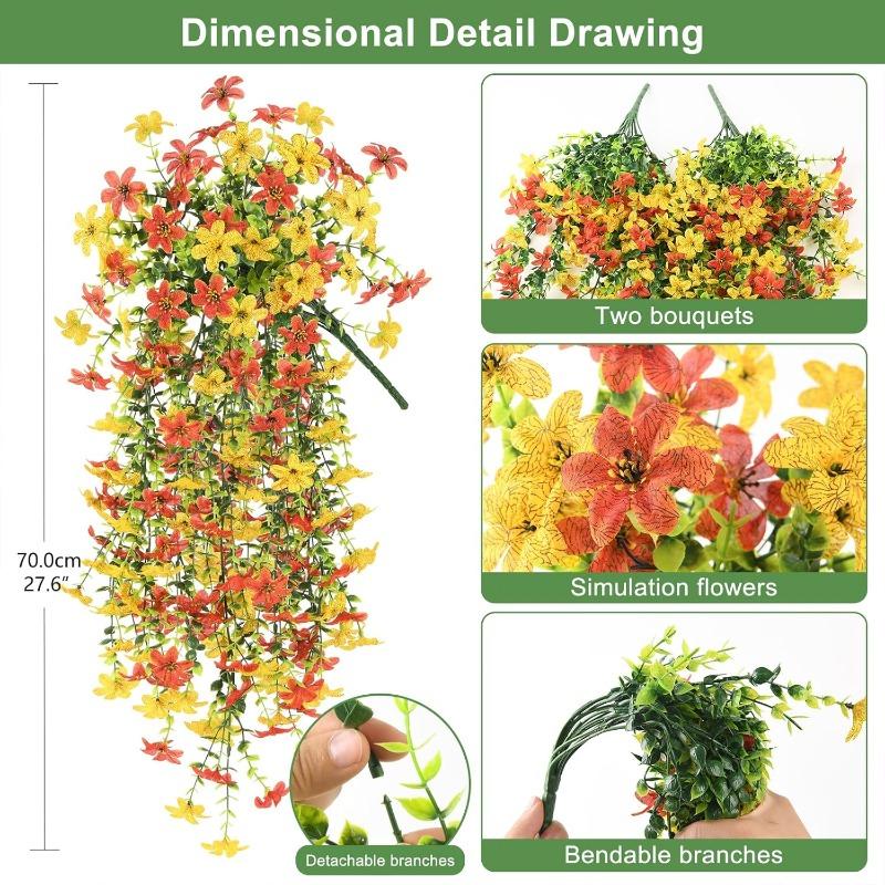 2PCS Spring decoration of  outdoor simulated hanging flower plants is suitable for outdoor home decoration