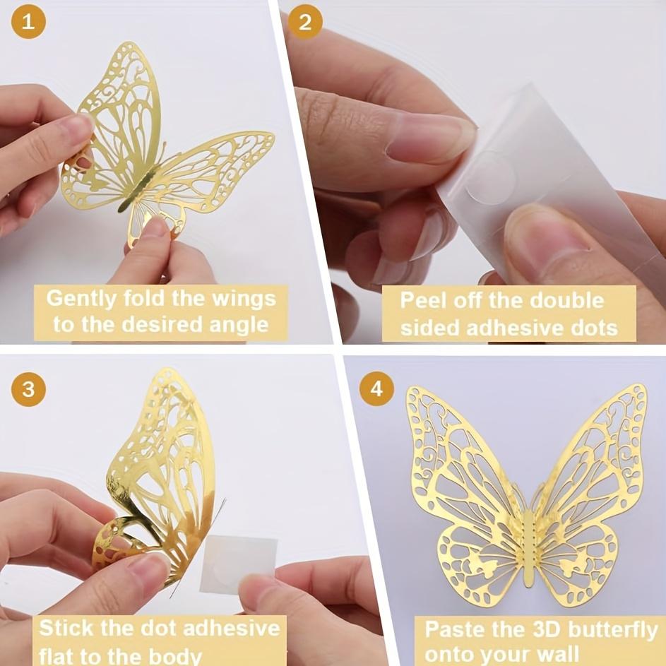 12pcs 3D Butterfly Decoration, Simulated Butterfly Stickers, Living Room Refrigerator Decoration, Background Wall Decoration