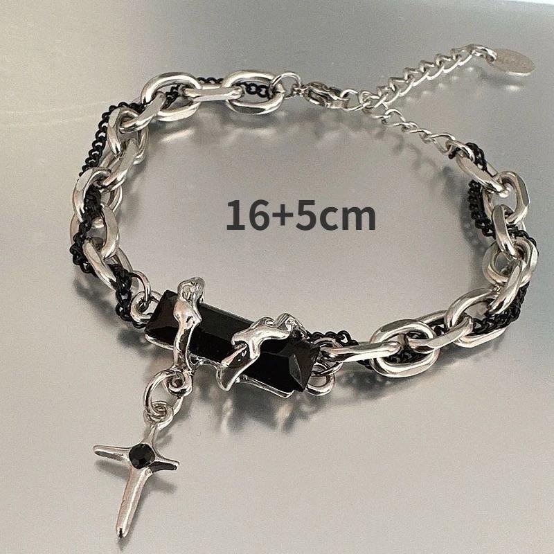 Retro Black Zircon Star Bracelet For Men Women Gifts Trend Titanium Steel Chain New Unisex Goth Jewelry Couple Accessories