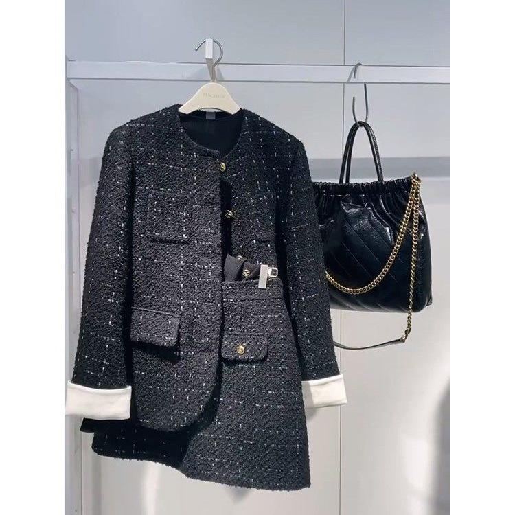 Korean Style Women's Autumn/Winter Two-Piece Set: Coat & Midi Skirt