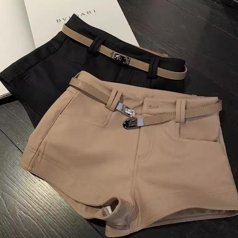 

Хаки Эластичные Шорты с Завышенной Талией для Женщин - Летние Повседневные Дизайн с Облеганием Бедер для Эффекта Длинных Ног XL