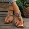 Summer Bohemian Beaded Sandals for Women Slip on Comfort Clip Toe Rome Flat Heels Non Slip Beach Woman's Sandals Sandalias Mujer