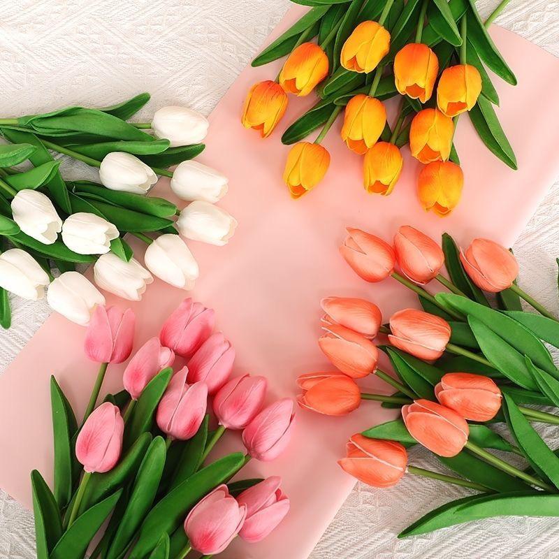 10Pcs Premium Artificial Flowers Real Touch Tulips Bouquet Fake Flowers For Home Room Bedroom DIY Decor Party Wedding Decoration
