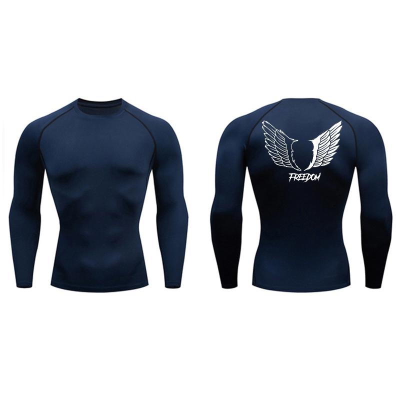 Angel Wings Freedom Print Compression Shirt for Men Sporty Quick Dry Tees Tshirt Tops Gym Workout Running Undershirts Baselayers