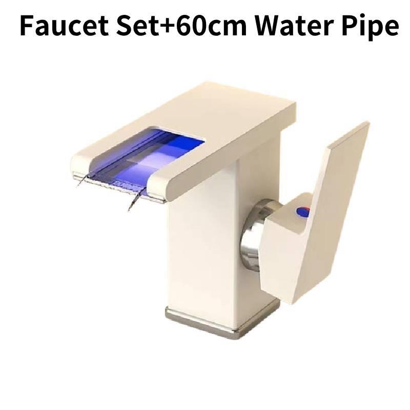 Led Bathroom Rgb Sink Mixer Tap Temperature Sense Waterfall Faucet Change Color