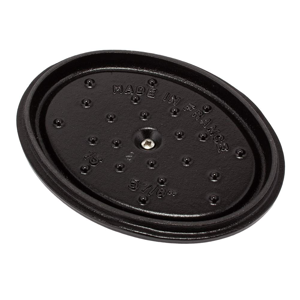 Staub Pico Cocotte Black Enameled Pot with Oval Brater Stylish Pico Kitchen Oval, 15cm, (Product Number 1101525/40509-478-0) - Handles, Black.