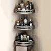 Storage Rack Aluminum Alloy Metal Body Corrosion-Resistant Corner Shelf Wall-Mounted Triangular Design Kitchen Bathroom Shelf