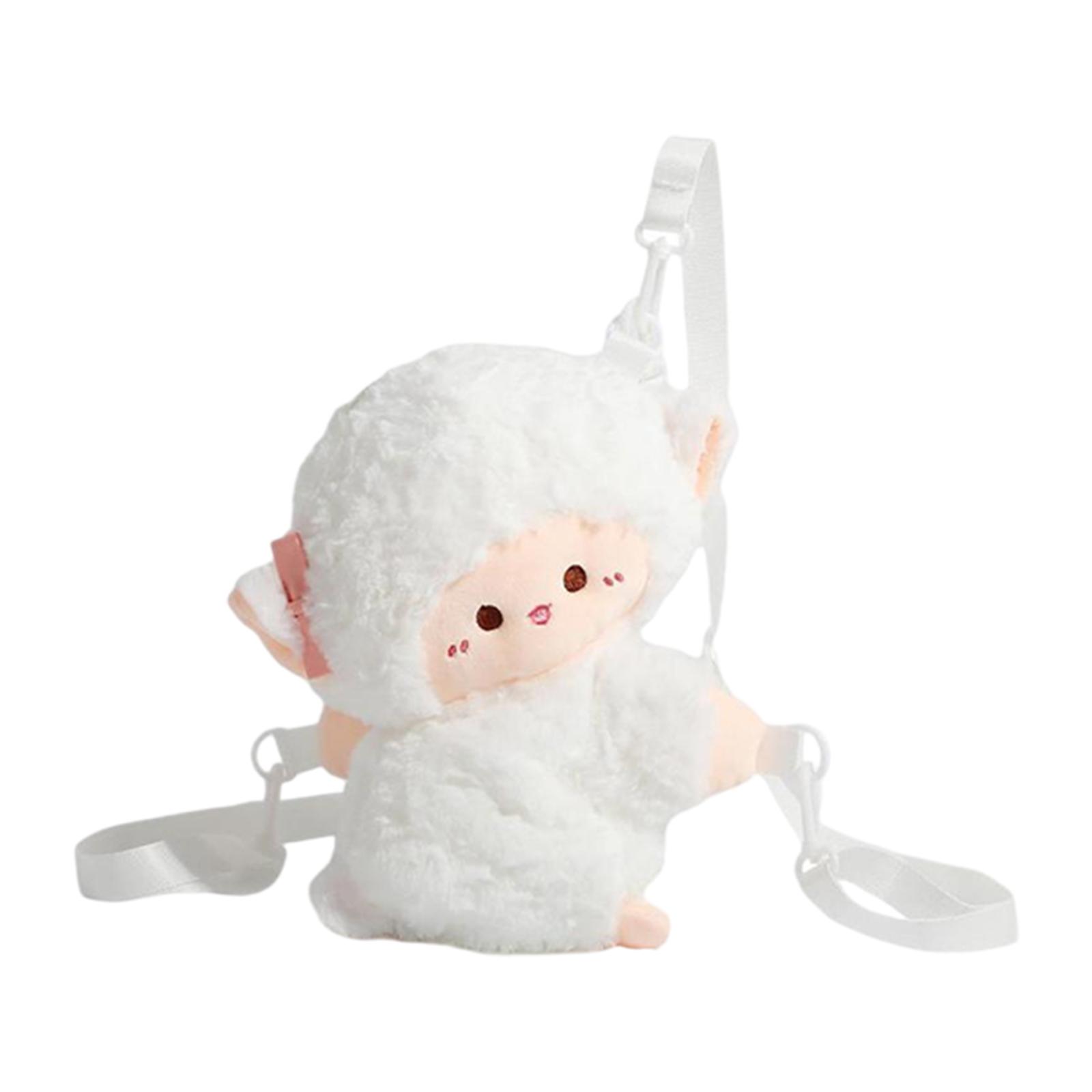 

Crossbody Bag Cute Lamp Plush Sheep Bag Stuffed Animal Cartoon Purse Shoulder Bag One Size белый