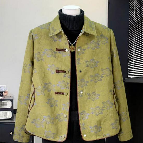 

2026 Chinese Style Jacquard Frog Button Jacket - Mother s Day Spring Outerwear for Middle-aged Women 3XL (suggested weight 140-155 jin)