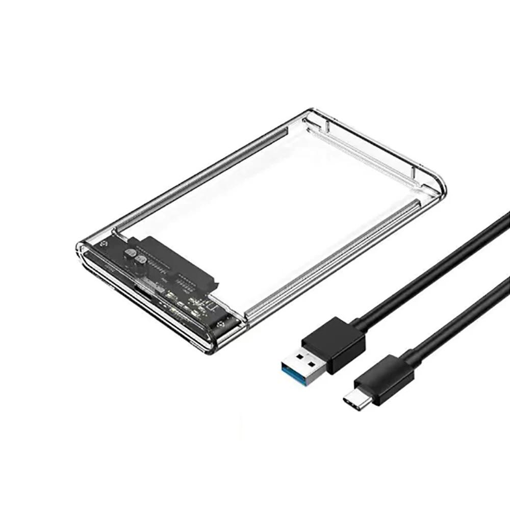 

Внешний корпус для HDD USB 3.1 5 Гбит/с 2,5 Прозрачный корпус для жесткого диска Корпус для жесткого диска SATA HDD SSD для ноутбука ПК Normal C to A