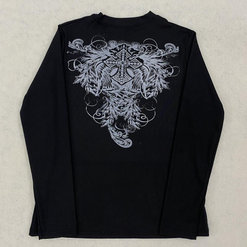 Y2K Spicy Girl Printed Long Sleeved Round Neck Slim Fit Top
