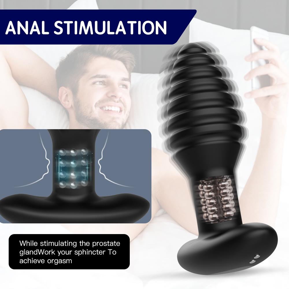360 Degree Rotating Beads Male  Prostate Massager Anal Vibrators Remote Control Vibrating Butt Plug Adults Sex Toys For Men Gay
