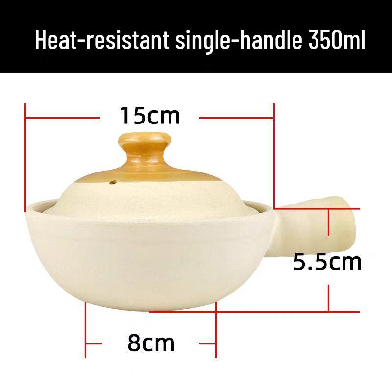 High-Temperature Resistant Unglazed Single-Handle Earthenware Clay Pot for Rice and Noodles