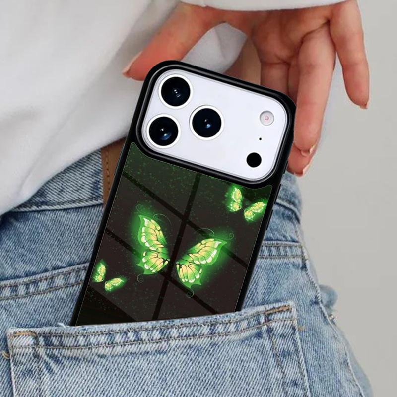Glowing Butterfly Phone Case for iPhone 16e 15 14 13 12 17 Pro Max Plus Air 17pro Cover Coque