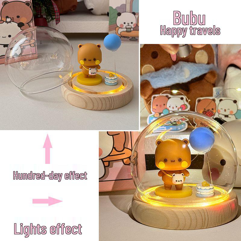 One Two Bubu Cute Luminous Glass Christmas Crystal Ball Night Light Gift for Girls & Best Friends