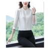 New Women's White Shirt Spring Autumn 3/4 Sleeve Striped Top Summer Loose Reducing Age Puff Sleeve Bottoming Blouse S-4XL