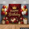 2D Planar Red Gold Luxurious Birthday Background Fabric, Polyester Material, Wall Decoration, Festival Gift
